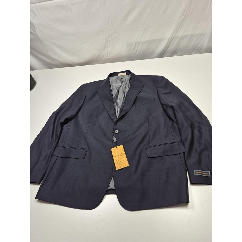 Galante Uomo Suit Jacket Mens 50R Blue Wool Solid Lanificio Di Biella Italy NWT